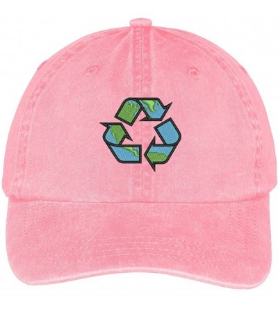 Baseball Caps Recycling Earth Embroidered Cotton Washed Baseball Cap - Pink - C012KMER7S3 $16.08