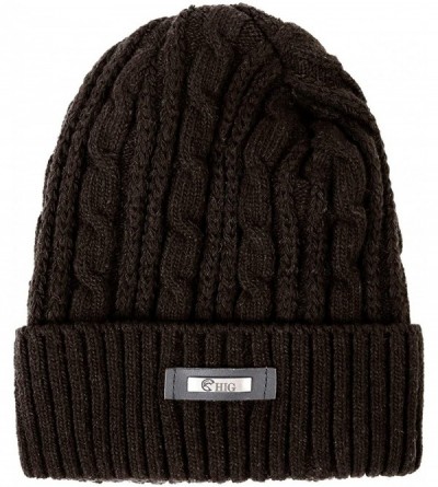 Skullies & Beanies Mens Winter Hat Warm Comfortable Soft Knit Beanie Hats Lined with Fleece - Coffee - CF18XEU3KGS $10.95