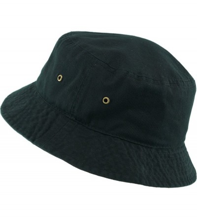 Bucket Hats Unisex Washed Cotton Bucket Hat Summer Outdoor Cap - (1. Bucket Classic) Black - CJ18HZAGQDG $10.52