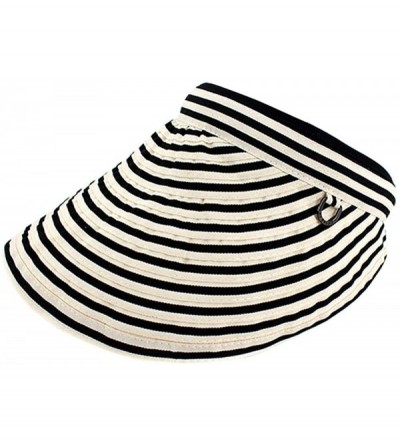 Sun Hats Womens Foldable Wide Brim Roll-up Straw Hat Beach Big Sun Cap UPF 50 - Stripe - CE18R22YEZA $14.97