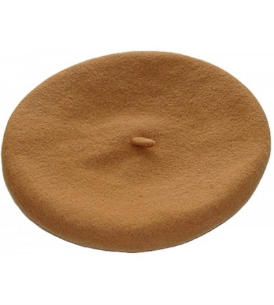 Berets Women's French Style Soft Lightweight Casual Classic Solid Color Wool Beret - Camel - CC12HGGSIYH $10.30