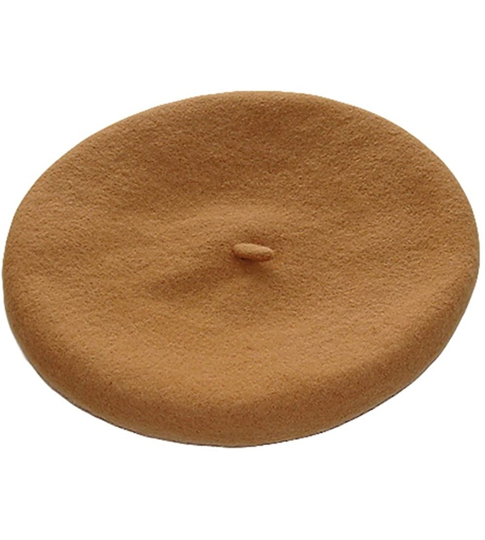 Berets Women's French Style Soft Lightweight Casual Classic Solid Color Wool Beret - Camel - CC12HGGSIYH $10.30