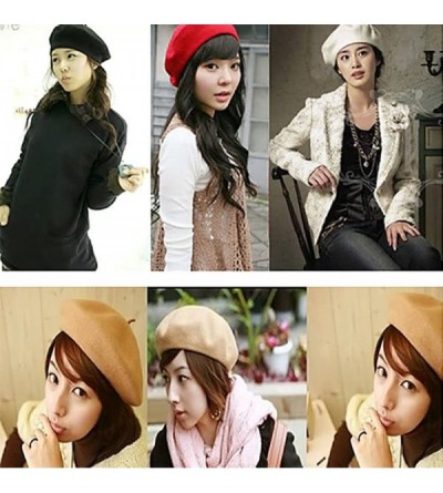 Berets Women's French Style Soft Lightweight Casual Classic Solid Color Wool Beret - Camel - CC12HGGSIYH $10.30
