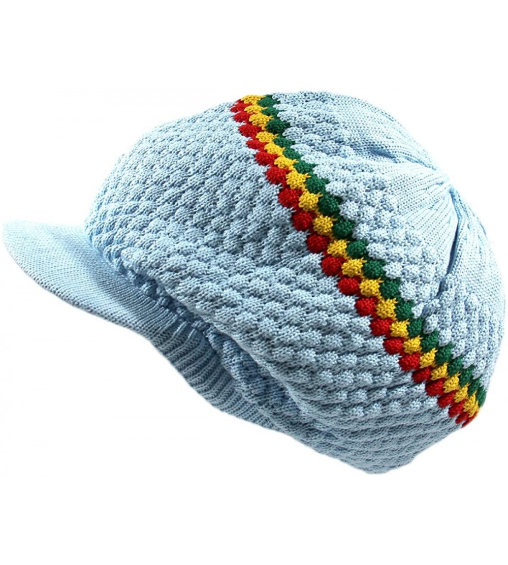 Skullies & Beanies Unisex Cotton Rasta Beanie Visor - Sky Blue/Rgy - CP11ZOSKFIH $16.39