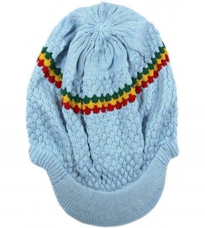 Skullies & Beanies Unisex Cotton Rasta Beanie Visor - Sky Blue/Rgy - CP11ZOSKFIH $16.39