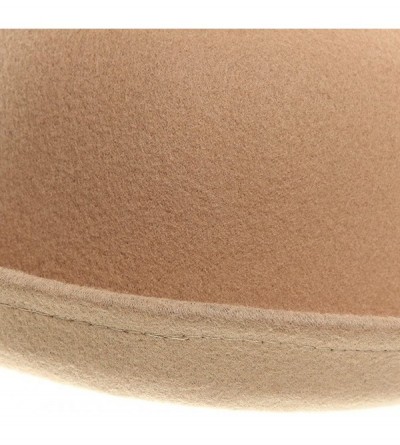 Bomber Hats Women Wool Felt Cat Ear Roll-up Hat Fedora Bowler Head Circumference 22.5" - Camel - CC127E5KOQP $8.93
