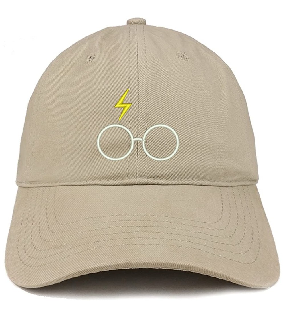 Baseball Caps Harry Glasses Embroidered Soft Cotton Adjustable Cap Dad Hat - Khaki - C0185HRTDLM $16.07