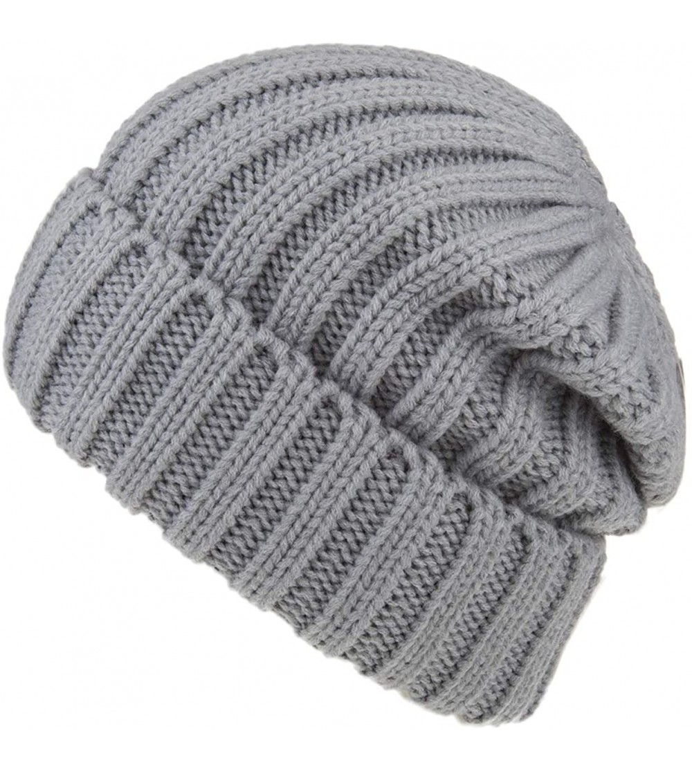 Skullies & Beanies Womens Winter Headwear Thick Soft Cable Knit Beanie Hats - Light Gray - C618H35XXWL $11.90