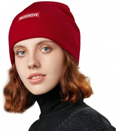 Skullies & Beanies 50% Wool Short Knit Fisherman Beanie for Men Women Winter Cuffed Hats - 6-wine Red - CD18Z368O8U $10.16