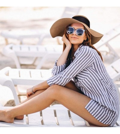 Sun Hats Sun Hats for Women- Floppy Wide Brim Beach Hats with UV UPF 50+ Protection Straw Cap - Nature - CB18W5QXGIT $29.46