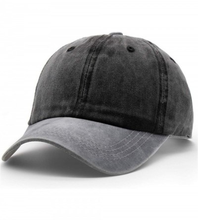 Baseball Caps Men Women Twill Cotton Dad Hats Two-Tone Vintage Distressed Baseball Caps Adjustable - Black - C618TKTHLMG $8.00