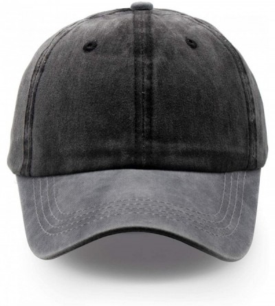 Baseball Caps Men Women Twill Cotton Dad Hats Two-Tone Vintage Distressed Baseball Caps Adjustable - Black - C618TKTHLMG $8.00