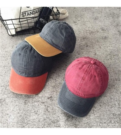 Baseball Caps Men Women Twill Cotton Dad Hats Two-Tone Vintage Distressed Baseball Caps Adjustable - Black - C618TKTHLMG $18.76