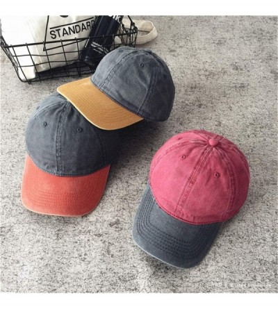 Baseball Caps Men Women Twill Cotton Dad Hats Two-Tone Vintage Distressed Baseball Caps Adjustable - Black - C618TKTHLMG $8.00