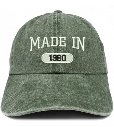 Baseball Caps Made in 1980 Embroidered 40th Birthday Washed Baseball Cap - Dark Green - CS18C7GUGY7 $32.66
