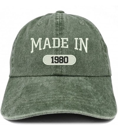 Baseball Caps Made in 1980 Embroidered 40th Birthday Washed Baseball Cap - Dark Green - CS18C7GUGY7 $17.66