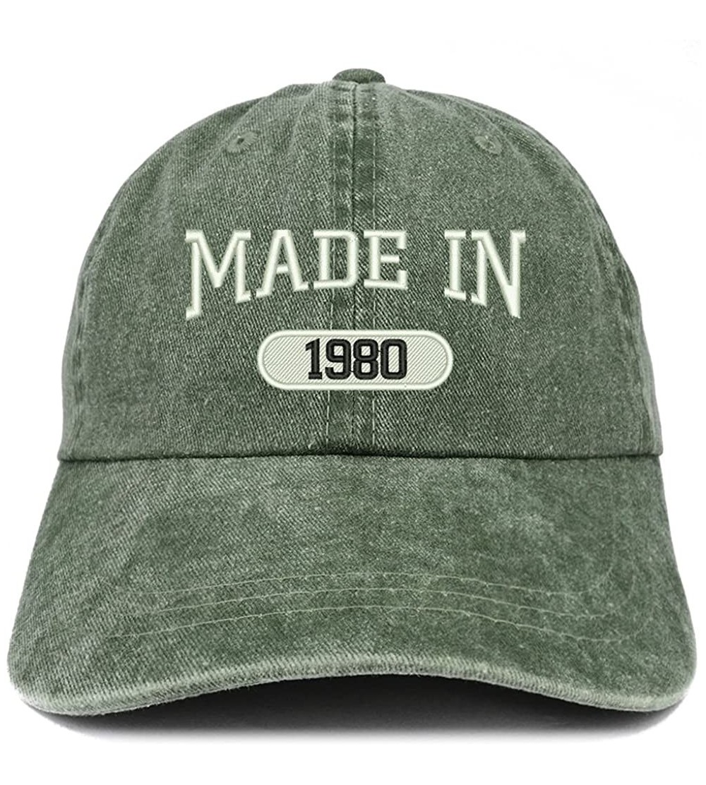 Baseball Caps Made in 1980 Embroidered 40th Birthday Washed Baseball Cap - Dark Green - CS18C7GUGY7 $17.66
