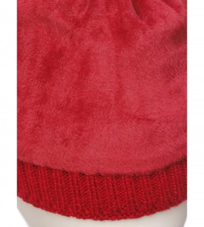 Skullies & Beanies Women's Double Pom Pom Beanie Warm Winter Knit Hat Cute Animal Look - Cat Whiskers - Burgundy - C818KLCUEE...