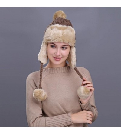 Skullies & Beanies Warm Women Knit Peruvian Beanie Wool Hat Winter Ski Cap with Ear Flaps - Khaki - CS187Q4NR88 $9.00