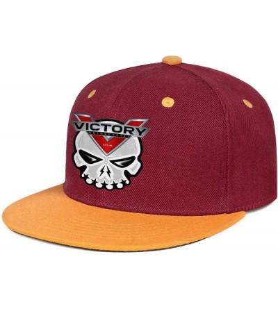 Baseball Caps Baseball Hats Victory-Motorcycle- All Cotton Snapback Flatbrim Hip Hop Cap - Burgundy-117 - CH18ULEKMQK $31.46