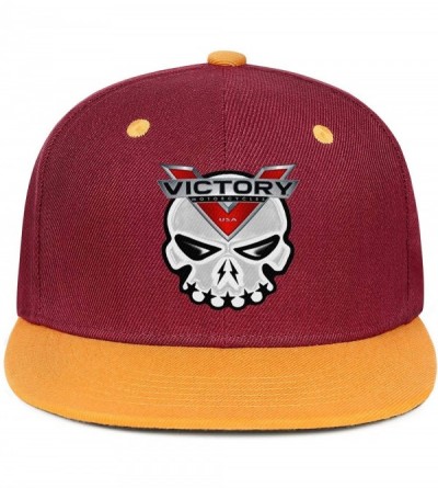 Baseball Caps Baseball Hats Victory-Motorcycle- All Cotton Snapback Flatbrim Hip Hop Cap - Burgundy-117 - CH18ULEKMQK $15.94