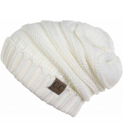 Skullies & Beanies Trendy Warm Oversized Chunky Soft Cable Knit Slouchy - Ivory - CA1270MU8AX $13.06