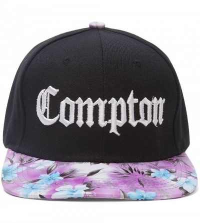 Baseball Caps Compton Olde English Adjustable Snapbacks (Various Designs) - Black/Lavender - C7126XAMDNX $22.88