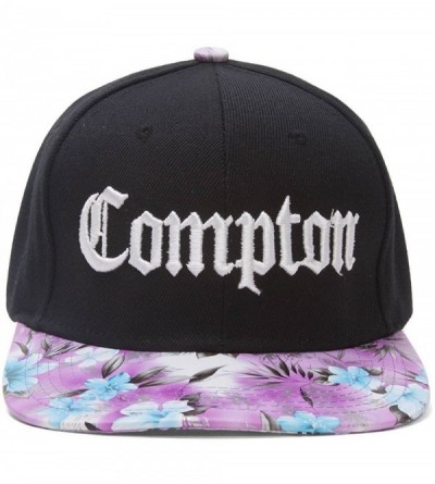 Baseball Caps Compton Olde English Adjustable Snapbacks (Various Designs) - Black/Lavender - C7126XAMDNX $13.48