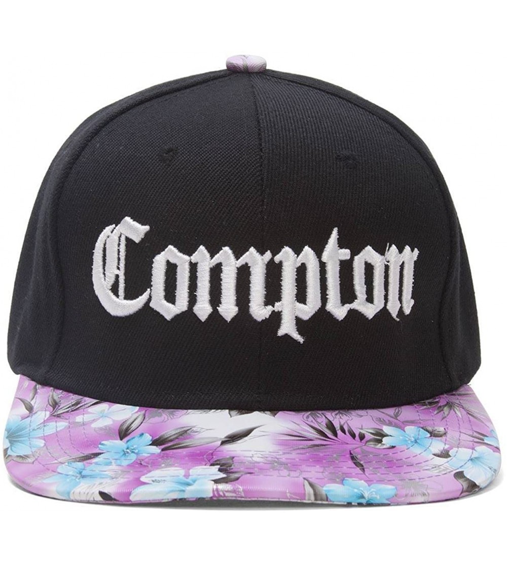 Baseball Caps Compton Olde English Adjustable Snapbacks (Various Designs) - Black/Lavender - C7126XAMDNX $13.48