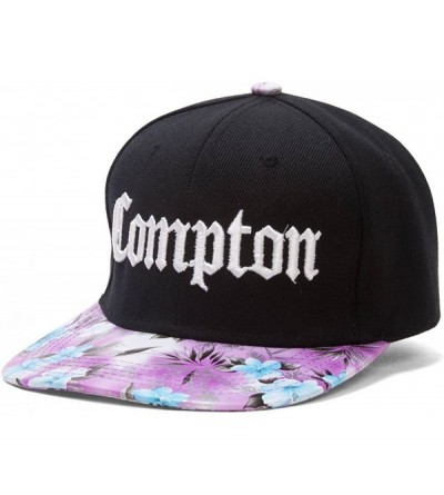 Baseball Caps Compton Olde English Adjustable Snapbacks (Various Designs) - Black/Lavender - C7126XAMDNX $13.48
