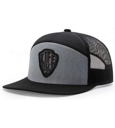 Baseball Caps Richardson 7 Panel Arch Flat Bill Snapback Mesh Trucker Hat - Heather Grey-black - CJ187RYGKI6 $17.63