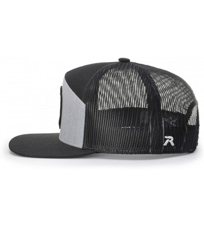 Baseball Caps Richardson 7 Panel Arch Flat Bill Snapback Mesh Trucker Hat - Heather Grey-black - CJ187RYGKI6 $17.63