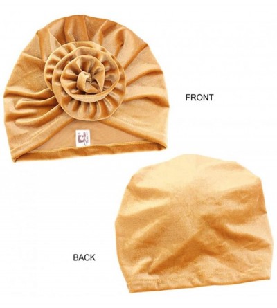 Skullies & Beanies New Women's Velvet Flower Turban Headband Beanie Pre-Tied Bonnet Chemo Cap Hair Loss Hat Warm for Winter -...