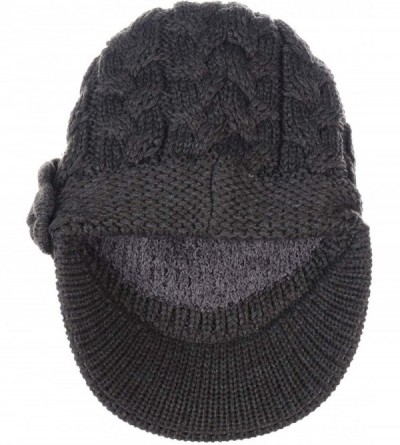 Skullies & Beanies Womens Winter Visor Cap Beanie Hat Wool Blend Lined Crochet Decoration - Charcoal Rose - C418WCHX5ET $15.67