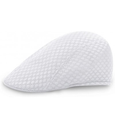 Newsboy Caps Men's Women's Breathable Mesh Solid Color Berets Newsboy Hat - White - C918EQ33CLG $15.22