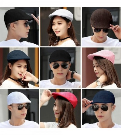 Newsboy Caps Men's Women's Breathable Mesh Solid Color Berets Newsboy Hat - White - C918EQ33CLG $15.22