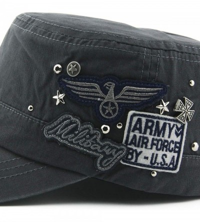 Baseball Caps Men Women USA American Eagle Cadet Army Cap Bling Star Studs Military Hat US Flat Top Baseball Sun Cap - Grey -...