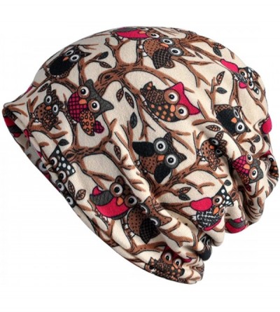 Skullies & Beanies Women's Multifunction Hat owl Skull Cap Scarf - Beige - CU1889EC2A7 $14.20