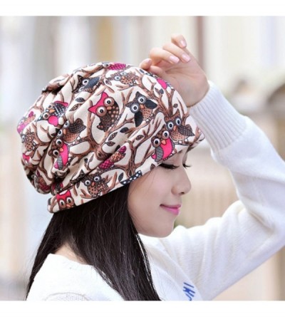 Skullies & Beanies Women's Multifunction Hat owl Skull Cap Scarf - Beige - CU1889EC2A7 $14.20