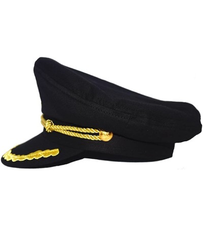 Baseball Caps Admiral Captain Yacht Hat Snapback Gold Embroidery Anchor Skippers Cap for Party - Black 1 - CV18EAWW488 $17.32