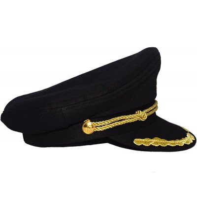Baseball Caps Admiral Captain Yacht Hat Snapback Gold Embroidery Anchor Skippers Cap for Party - Black 1 - CV18EAWW488 $17.32