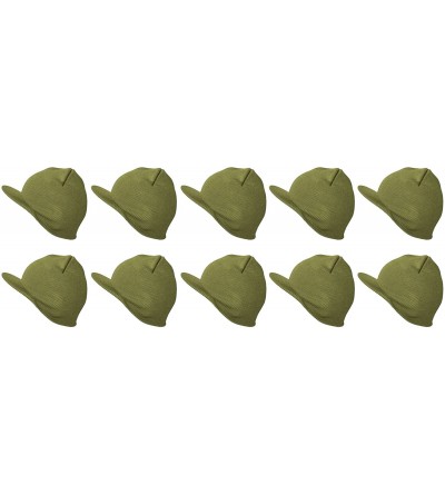 Skullies & Beanies Cuffless Beanie Visor 10 Piece Pack - Olive - CH17Z2QUSG7 $22.97