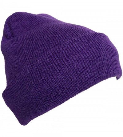 Skullies & Beanies 100% Acrylic Winter Cuffed Beanie with Soft Lining Adult Size for Men and Women - Purple - C418AQQL6LA $12.36