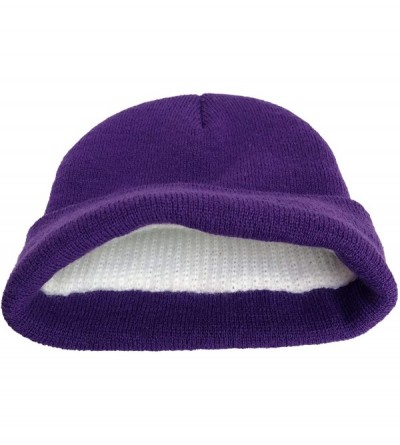 Skullies & Beanies 100% Acrylic Winter Cuffed Beanie with Soft Lining Adult Size for Men and Women - Purple - C418AQQL6LA $12.36