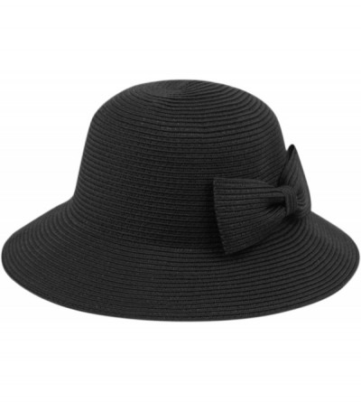Sun Hats Womens UPF50 Foldable Summer Sun Beach Straw Hats - Fl2798black - CN18DZYHM3W $18.24