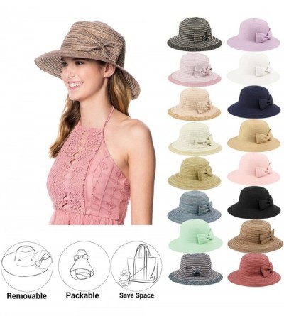 Sun Hats Womens UPF50 Foldable Summer Sun Beach Straw Hats - Fl2798black - CN18DZYHM3W $18.24