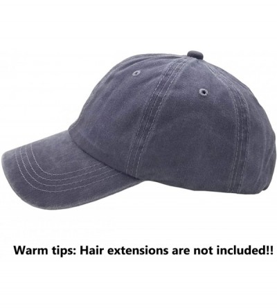 Baseball Caps Ponytail Baseball Hat Distressed Retro Washed Cotton Twill - Grey - CM18GYUD8GY $8.65