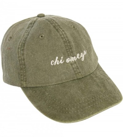 Baseball Caps Chi Omega (N) Sorority Baseball Hat Cap Cursive Name Font chi o - Cactus - C518S944Z49 $17.70