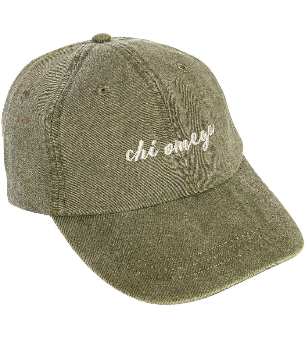 Baseball Caps Chi Omega (N) Sorority Baseball Hat Cap Cursive Name Font chi o - Cactus - C518S944Z49 $43.28
