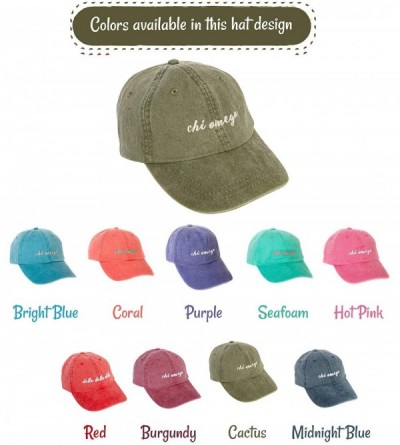 Baseball Caps Chi Omega (N) Sorority Baseball Hat Cap Cursive Name Font chi o - Cactus - C518S944Z49 $17.70